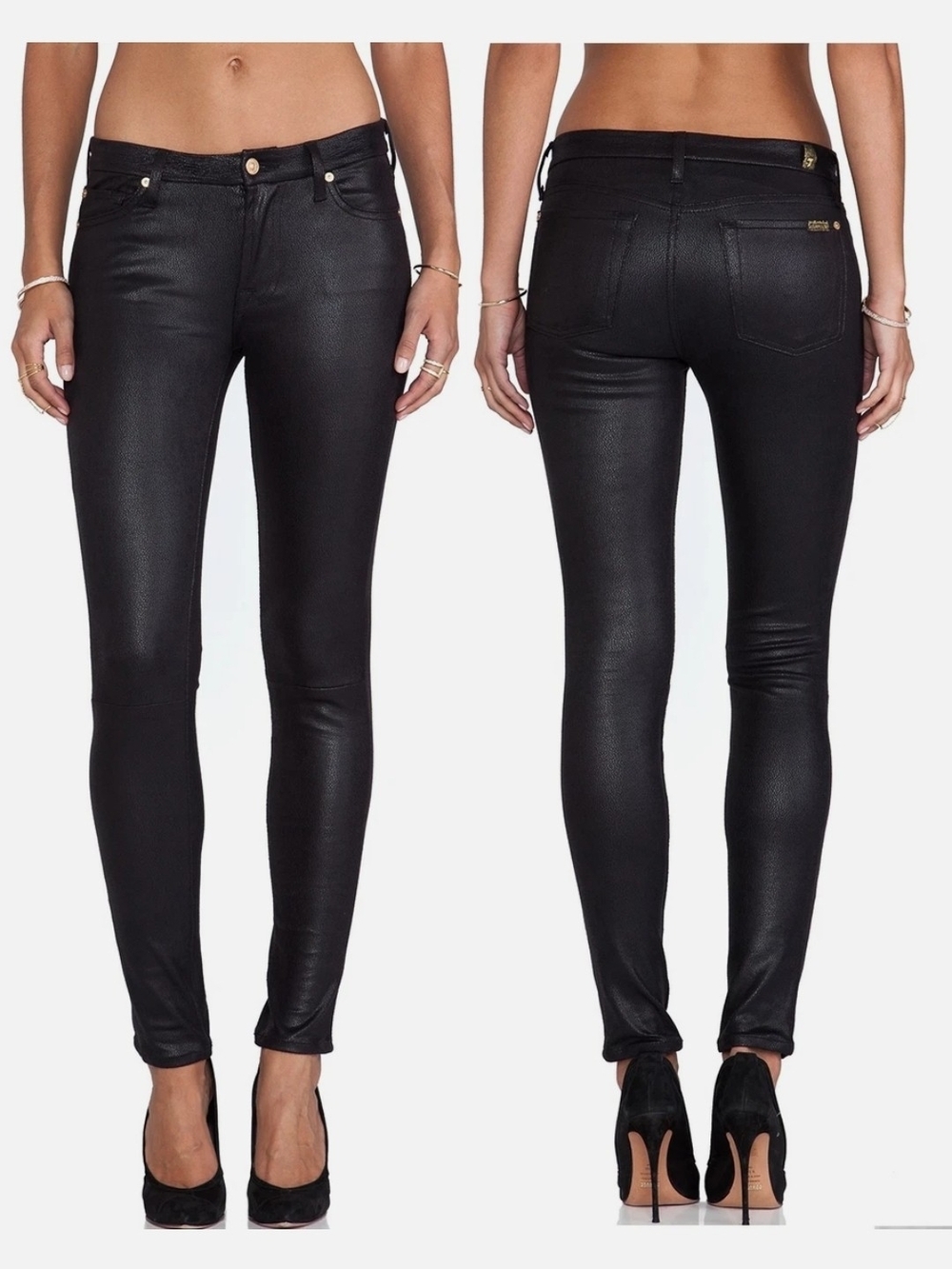 7 For All Mankind - Faux Leather Crackle Skinny Pant - Size 29